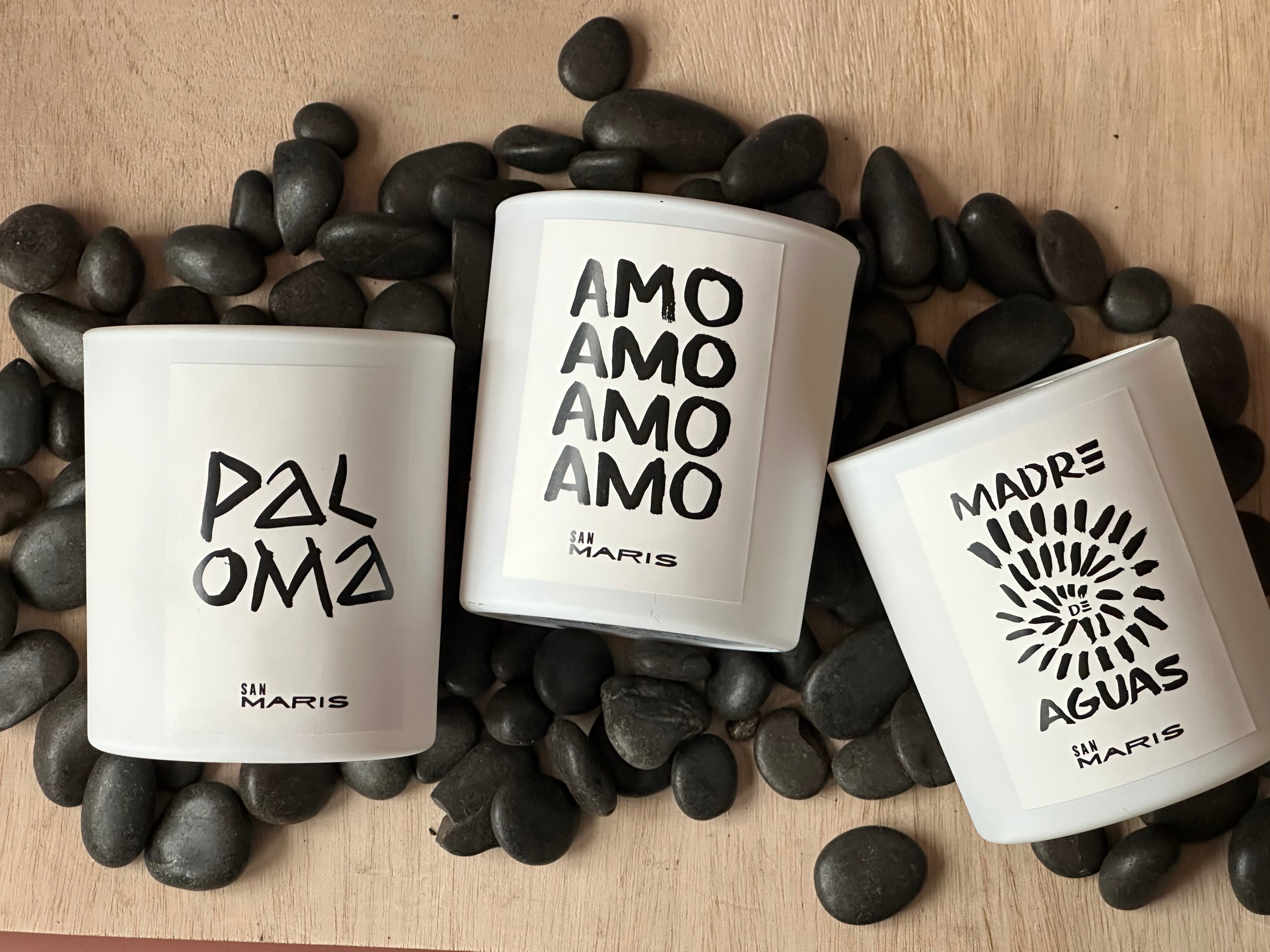 three san maris candles Paloma obatala, amo ochun and madre de aguas Yemaya